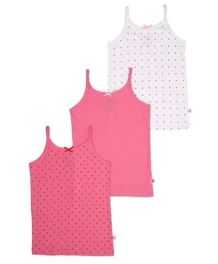 Snhug Pack Of 3 Polka Dot Printed Sleeveless Vest - Pink & White