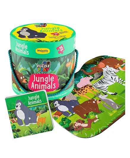 Laxmi Prakashan Easy Peasy 35 Piece Jungle Animals Puzzle with Book - English 