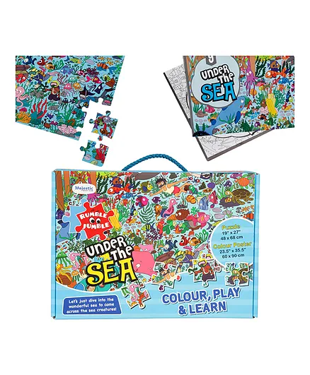 Laxmi Prakashan Under The Sea Coloring Poster with 70 Pieces Jigsaw Puzzle - English 