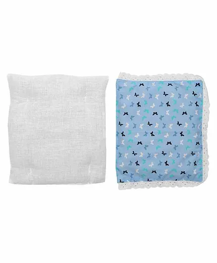 Grandma's Premium Finger Millet Pillow with 2 Pillow Covers Butterfly Print - Blue White