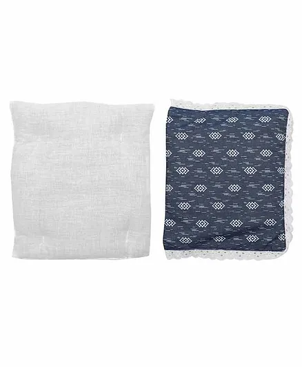 Grandma's Premium Finger Millet Pillow with 2 Pillow Covers Ikkat Design - Blue