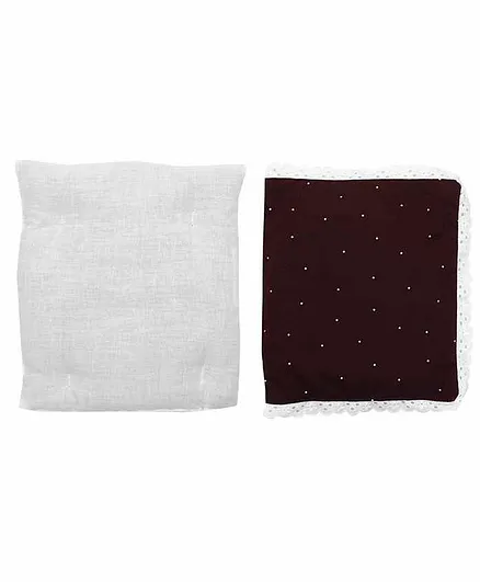 Grandma's Premium Finger Millet Pillow with 2 Pillow Covers Polka Dot Print - Maroon