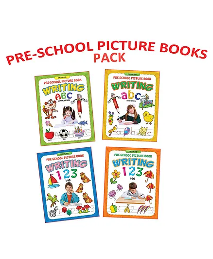 Dreamland Publications Pre- School Picture Book Alphabet and Number Writing Pack of 4 - English