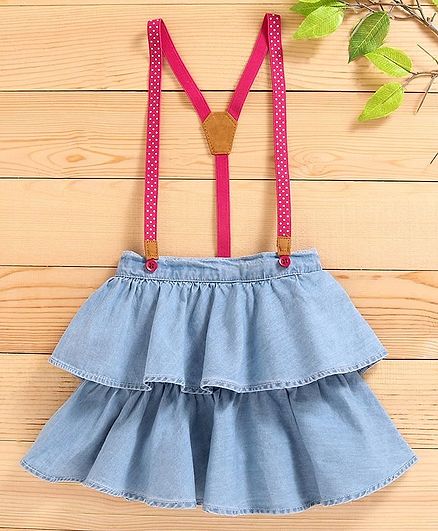 blue skirt with suspenders
