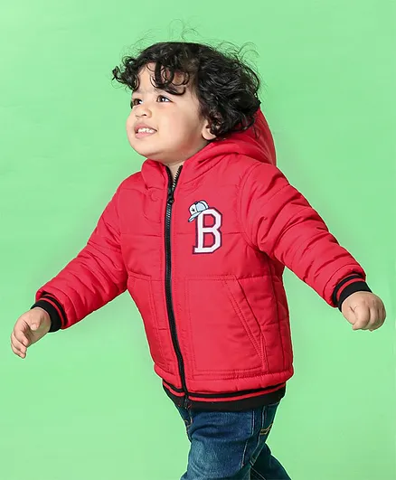 Babyoye Full Sleeves Padded Jacket B Embroidered - Red