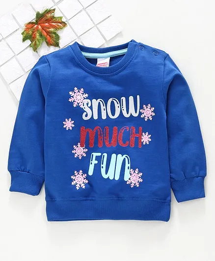 Babyhug Full Sleeves Sweatshirt Text Print - Royal Blue