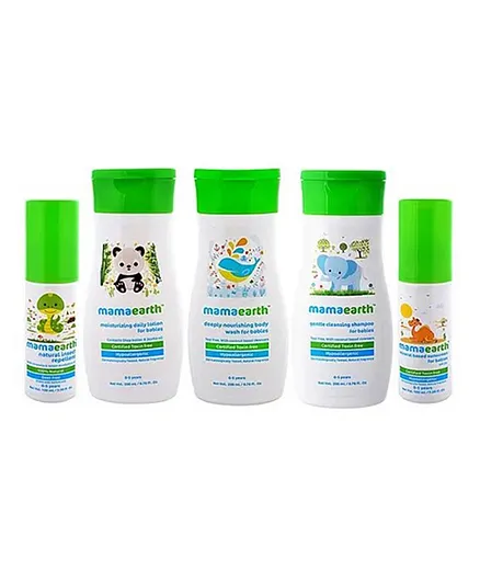 Mamaearth Baby Care Kit with Bag Pack of 5 - Green