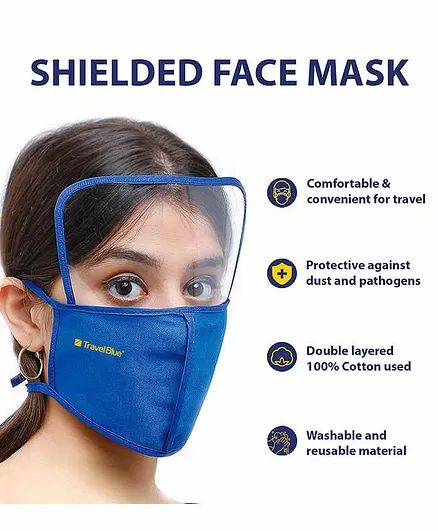 Travel Blue Shielded Face Mask - Blue
