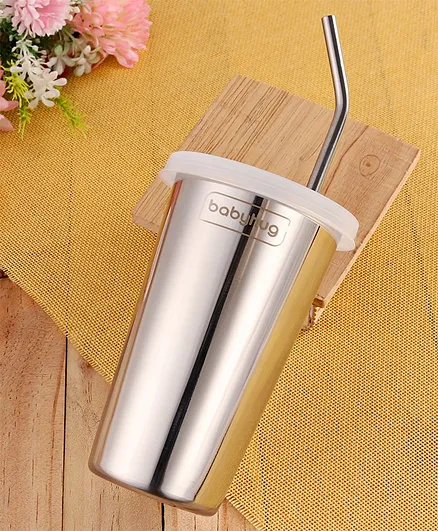 Babyhug Stainless Steel Tumbler With Airtight Lids & Straw - 300 ml