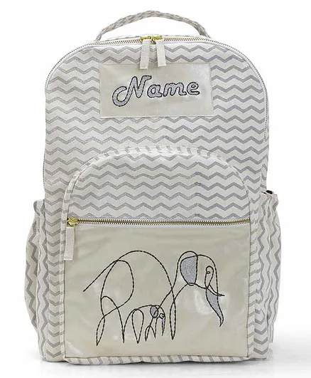 Mi Dulce An'ya Backpack Elephant Embroidered Grey - 12.2 inches