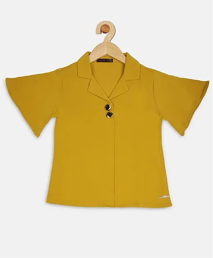 Ziama Half Sleeves Solid Collared Top - Yellow