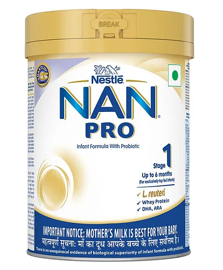 Nestle Nan Pro 1 Infant Formula Powder 400 Gm Tin Pack Online In India Buy At Best Price From Firstcry Com 3640969