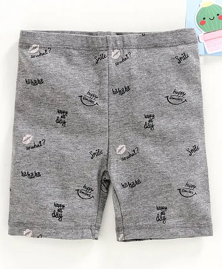 Fox Baby Shorts Happy Smiles Print - Grey
