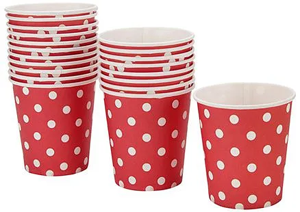 Karmallys Paper Cups Red Dotted Print - 200 ml