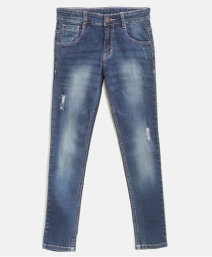 blue rugged jeans