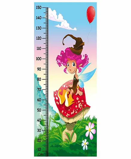 WENS Removable Height Measurement Wall Sticker Fairy with Pink Hair - Multicolor