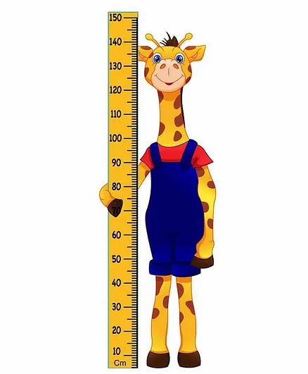 WENS Removable Height Measurement Wall Sticker Giraffe Print - Blue Yellow