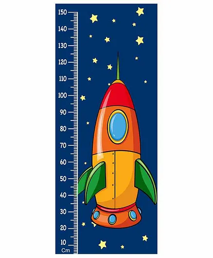WENS Rocket Themed Removable Height Measurement Wall Sticker - Blue