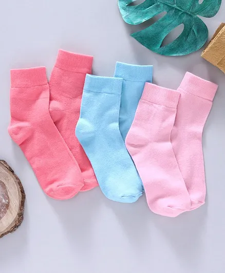 Pine Kids Ankle Length Anti-bacterial Socks Pack of 3 - Pink Blue