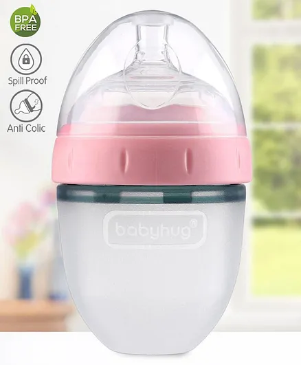 Babyhug Silicone Feeding Bottle Pink - 150 ml