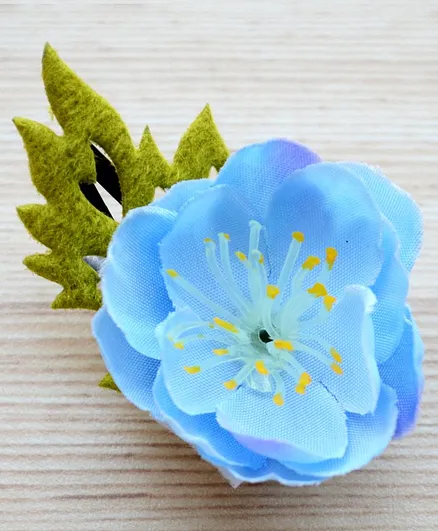 Pretty Ponytails Rose Flower Design Hair Clip - Blue & Green