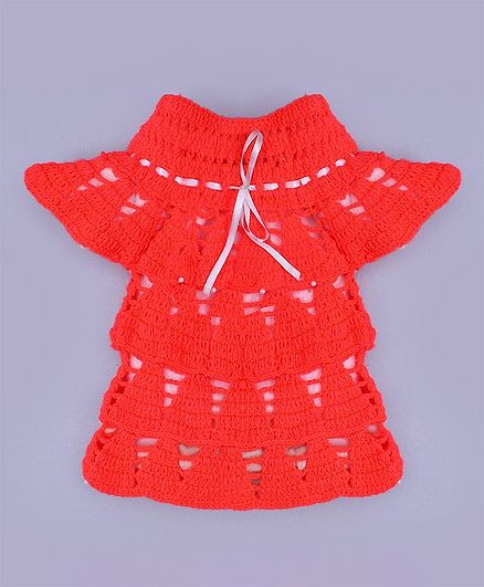 Buy Mayra Knits Short Sleeves High Neck Sweater Dress Orange For Girls 0 6 Months Online In India Shop At Firstcry Com