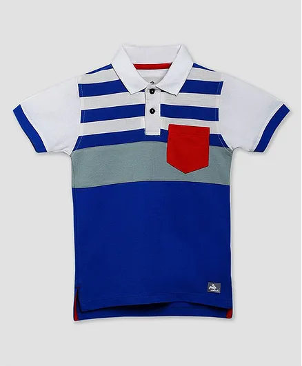 Cherry Crumble By Nitt Hyman Short Sleeves Striped Sailors Polo T-Shirt - Blue & White
