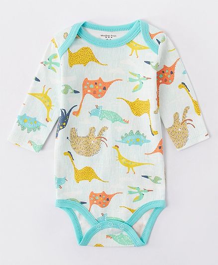 Kookie Kids Full Sleeves Onesie Dino Print - Blue