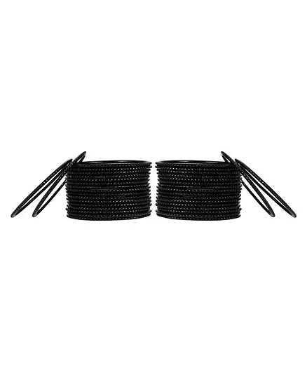 Arendelle Set Of 36 Traditional Shinning Metal Bangles - Black