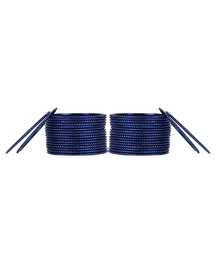 Arendelle Set Of 36 Traditional Shinning Metal Bangles - Blue