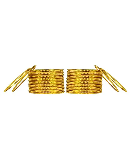 Arendelle Set Of 36 Traditional Shinning Metal Bangles - Yellow