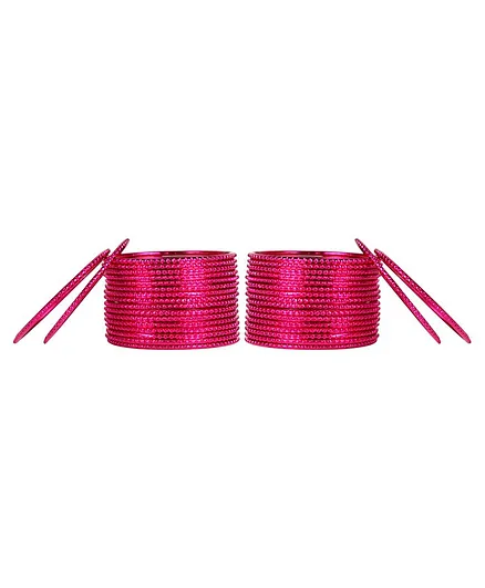 Arendelle Set Of 36 Traditional Shinning Metal Bangles - Pink