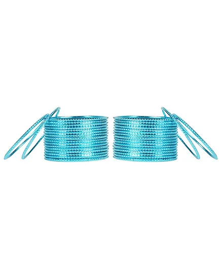 Arendelle Set Of 36 Traditional Shinning Metal Bangles - Light Blue