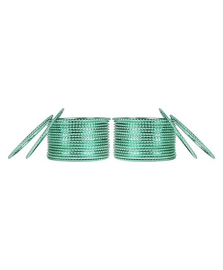 Arendelle Set Of 36 Traditional Shinning Metal Bangles - Mint Green