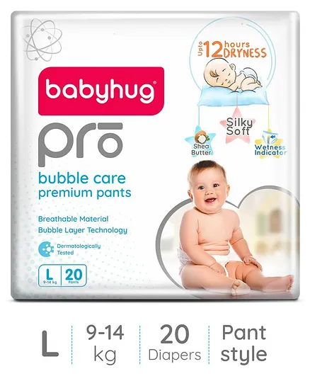 Babyhug Pro Bubble Care Premium Pant Style Diapers Large - 20 Pieces