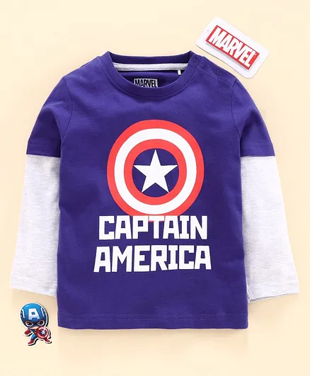 Buy Babyhug Doctor Sleeves Tee Captain America Print - Navy Blue Light Grey  for Boys (9-12 Months) Online in India, Shop at  - 3740707