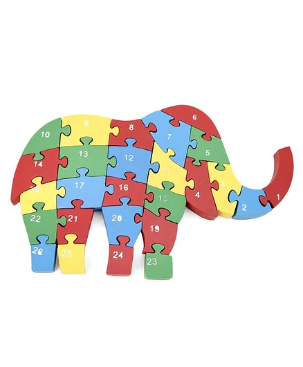 Tinykart Elephant Alphanumeric Jigsaw Puzzle - Multicolor
