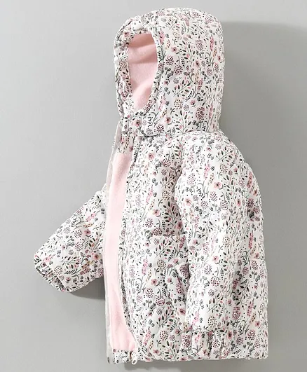 Babyhug Full Sleeves Hooded Jacket Floral Print - Pink