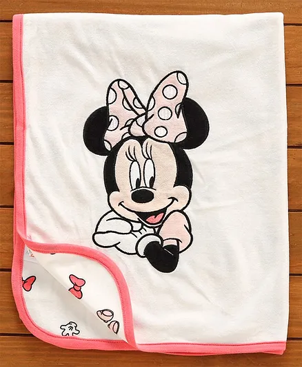 Fox Baby Blanket Minnie Mouse Print - Off White