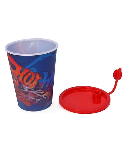 Hot Wheels 3D Print Design Tumbler with Lid Red Blue - 400 ml