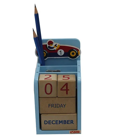 Kidoz Wooden Learning Calendar Car - Blue