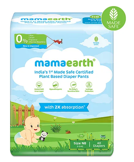mamaearth Plant-Based Diaper Pants for Babies Size New Born - 40 Pieces