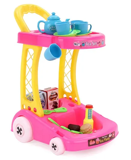Mamma Mia Tea Set Trolley Pretend Playset - 19 Pieces (Color May Vary)