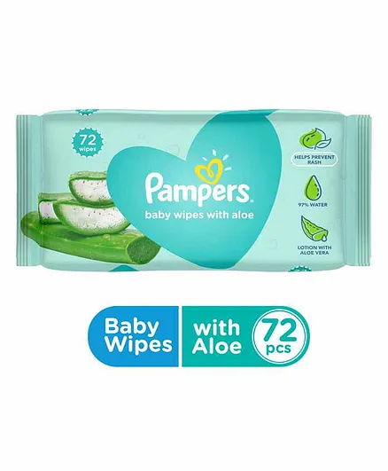 Pampers Baby Gentle wet wipes with Aloe, 72 count, 97% Pure Water