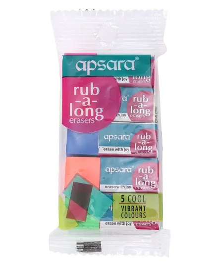 Apsara Rub A Long Eraser colored 100 Pieces JAR for School Home office 