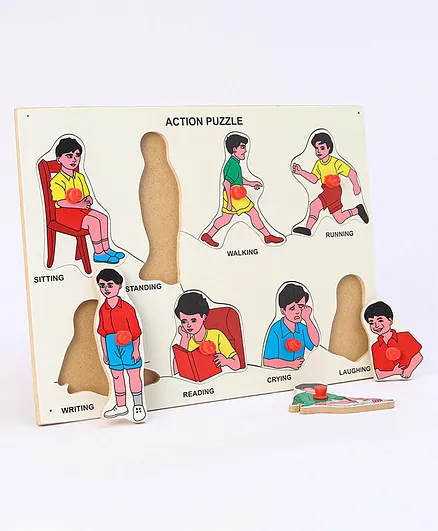 Toes2Nose Wooden Action Knob Puzzle - 8 Pieces(Colour May Vary)