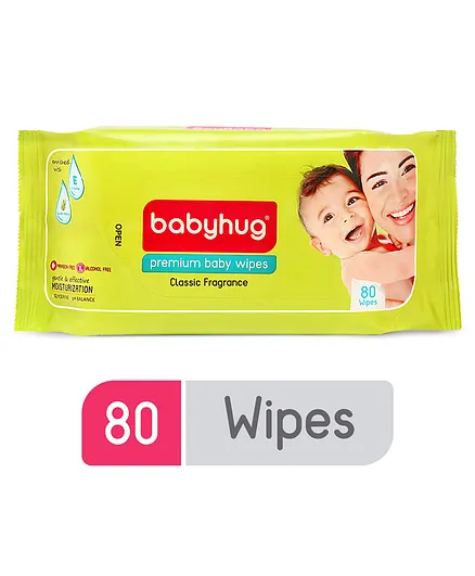 Babyhug Premium 98% Water Baby Wet Wipes - 80 Pieces