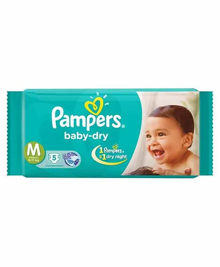 Pampers Baby Dry Diapers Medium - 5 Pieces