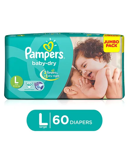 Pampers Taped Diapers Large (LG) 60 count