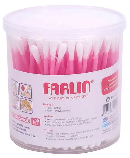 Farlin Cotton Swabs - 200 Pieces (Color May Vary)